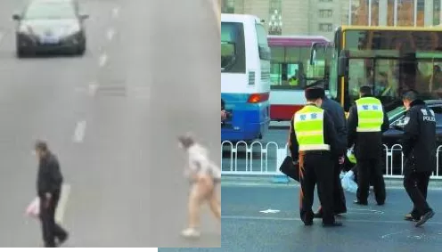 北京老人横穿马路