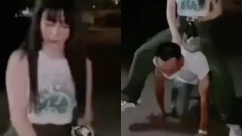 一米八汉子街头服从训话