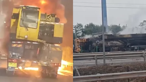 北京京良路吊车起火