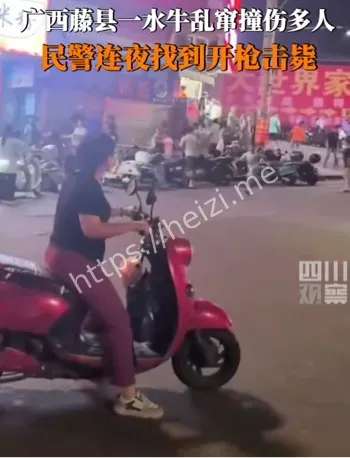 发狂公牛沿街顶人