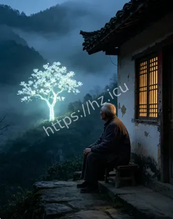 秦岭千年玉兰古树夜间发光